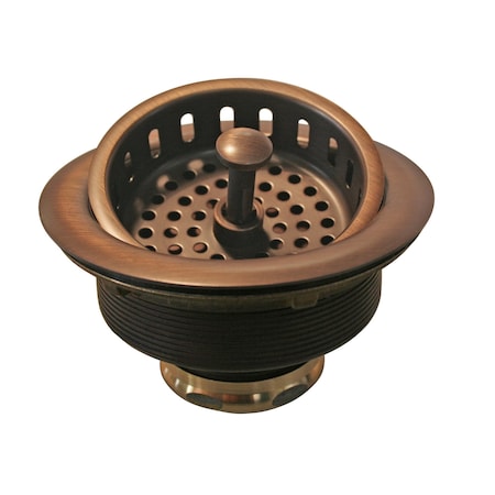 Westbrass 3-1/2" Post Style Kitchen Sink Basket Strainer, Antique Copper D214-11
